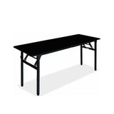 Nufurn Platinum Trestle Table for Conferences & Events.  Black Spring Locking Folding Frame with Black Commercial Laminate Table Top for Linen Free Conferences and Events.