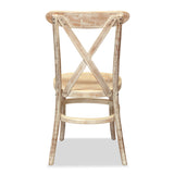 Athena Three Cross Back Chair - Solid Timber Seat- Lime Wash
