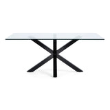 ARYA Table 200x100 Clear Glass Top with Black Legs C07 | In Stock