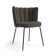 ANIELA Chair black boucle fabric black legs | In Stock