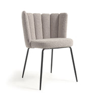 ANIELA Chair grey boucle fabric black legs | In Stock