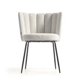 ANIELA Chair white bouclé fabric black legs | In Stock
