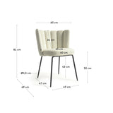 ANIELA Chair white bouclé fabric black legs | In Stock