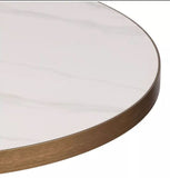 Sintered Stone Table Top with Gold Aluminium Edge -Stone White Marble | Nufurn Commercial Furniture 