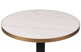 Sintered Stone Table Top with Gold Aluminium Edge -Stone White Marble | Nufurn Commercial Furniture 
