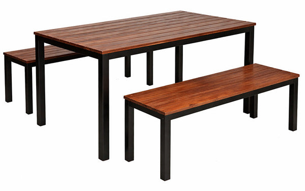 Subiaco Outdoor Table and Benches with Slatted Merbau | Nufurn Commercial Furniture 
