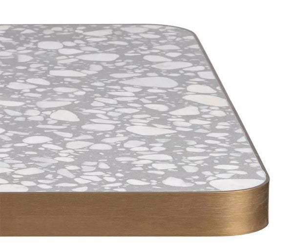 Terrazzo Table Top with Aluminium Edge - Venetian Grey | Nufurn Commercial Furniture 
