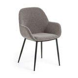 KONNA Armchair black metal fabric light grey