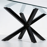 ARYA Table 200x100 Clear Glass Top with Black Legs C07