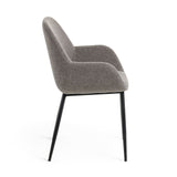 KONNA Armchair black metal fabric light grey