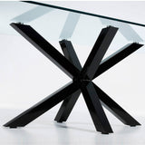 ARYA Table 180x100 Clear Glass Top with Black Legs C07