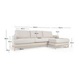MIHAELA white bouclé sofa 3-seat RH chaise 264cm