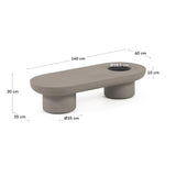 TAIMI Grey Concrete Coffee Table 140x60cm