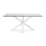 ARYA Table 180x100 Clear Glass Top with White Legs C07