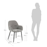 KONNA Armchair black metal fabric light grey