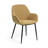 KONNA Armchair black metal fabric mustard