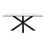 ARYA Table 180x100 Clear Glass Top with Black Legs C07