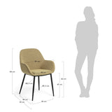 KONNA Armchair black metal fabric mustard