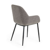 KONNA Armchair black metal fabric light grey