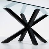 ARYA Table 150x90 Clear Glass Top with Black Legs C07