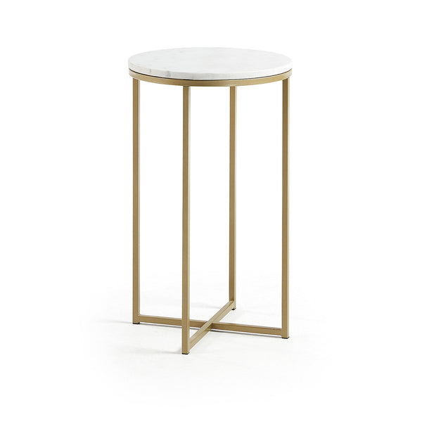 SHEFFIELD Side table 43x71cm white marble gold metal