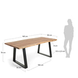 SONO Table 160x90 acacia top with black metal legs