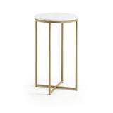 SHEFFIELD Side table 43x71cm white marble gold metal