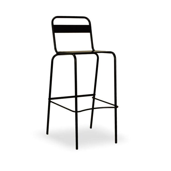 high back steel bar stool - Alegria in black