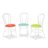 Nufurn Commercial Furniture Paged A-1845 Stacking Bentwood Side Chair for Restaurants, Cafes, Functions and Party Hire.  White Enamel with Coloured Seat Pads