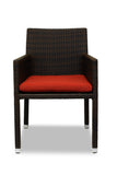 Bondi Outdoor Tub Chair in Dark Brown with Red Cushion.  Synthetic Rattan Seating for Hotels, Resorts, Clubs, Pubs & Restaurants