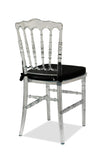 Nufurn Cheltenham Chair Polycarbonate Clear Tiffany and Chiavari Style Resin Stacking Event Chair