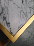 cubic coffee table - brass and marble