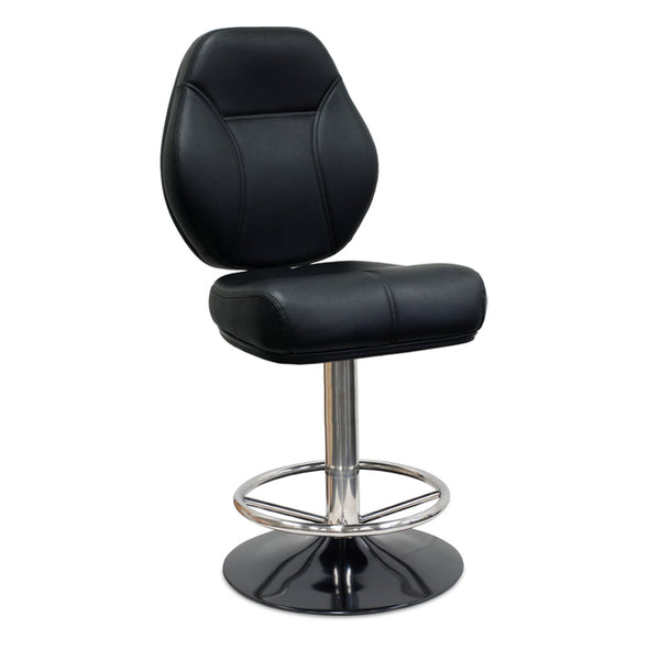 Nufurn Commercial Furniture Fortune Premium Gaming Casino Stool on Black and Silver Disc Base with Black Commercial Vinyl