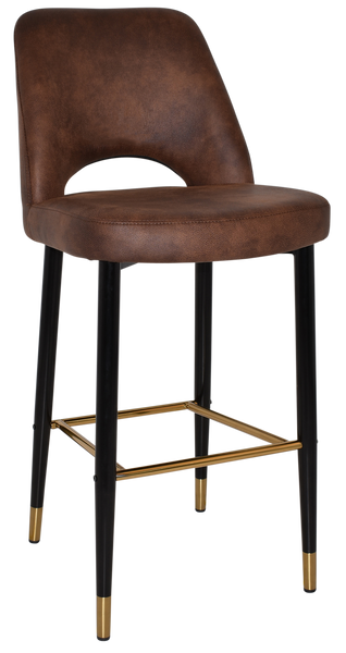 Albury Side Bar Stool 750 Metal Black Brass | In Stock | Nufurn Commercial Furniture 