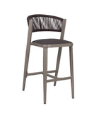 Nufurn Beach House Bar Stool in Light Brown with Olefin Rope Back Rest and Outdoor Vinyl Seat