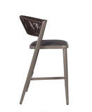 Nufurn Beach House Bar Stool in Light Brown with Olefin Rope Back Rest and Outdoor Vinyl Seat