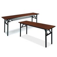 Nufurn Platinum Seminar Trestle Table for Conferences & Events.  Black Spring Locking Folding Frame with Dark Grey Commercial Laminate Table Top for Linen Free Conferences and Events.