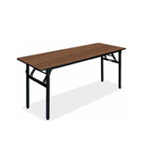 Nufurn Platinum Trestle Table for Conferences & Events.  Black Spring Locking Folding Frame with Dark Walnut 7736K Commercial Laminate Table Top for Linen Free Conferences and Events.