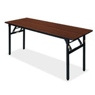 Nufurn Platinum Trestle Table for Conferences & Events.  Black Spring Locking Folding Frame with Dark  Walnut Lincoln Walnut Commercial Laminate Table Top for Linen Free Conferences and Events.