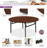 Nufurn Platinum Round Folding Banquet Table in Wenge Commercial Laminate with Black Spring Locking Folding Frame for hotels, resorts, function venues and clubs