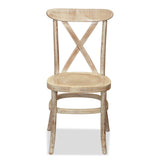 Athena Three Cross Back Chair - Solid Timber Seat- Lime Wash