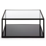 GREENHILL Coffee table 80x80 metal glass black clear | In Stock