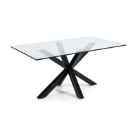 ARYA Table 180x100 Clear Glass Top with Black Legs C07 | In Stock
