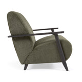 MARTHAN Armchair Wenge Wood and Green Chenille | In Stock