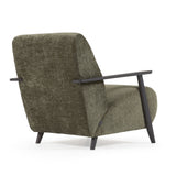 MARTHAN Armchair Wenge Wood and Green Chenille | In Stock