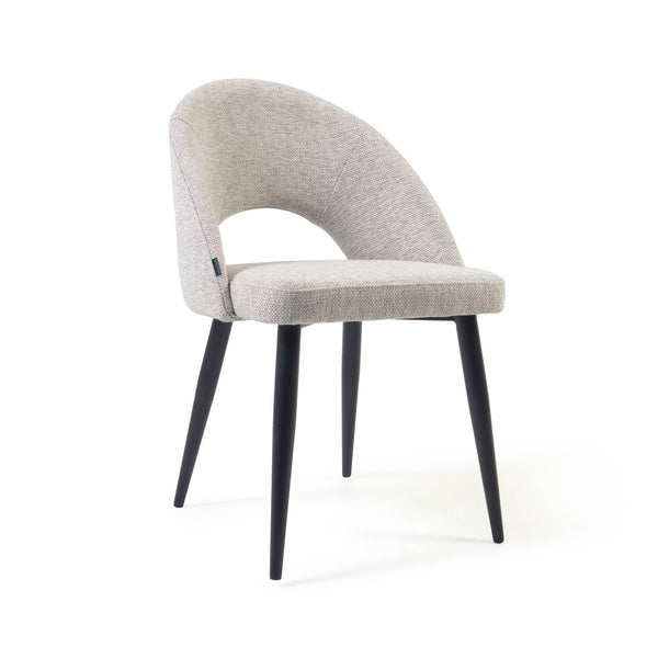 MAEL Chair beige fabric black metal legs | In Stock