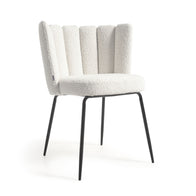 ANIELA Chair white bouclé fabric black legs | In Stock