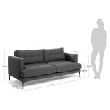 VINNY Sofa Dark Grey Fabric 183cm | Buy Online