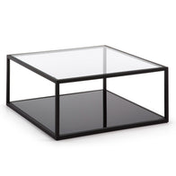 GREENHILL Coffee table 80x80 metal glass black clear | In Stock