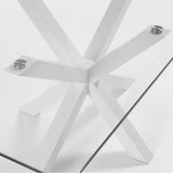 ARYA Table 200x100 Clear Glass Top with White Legs C07 | In Stock